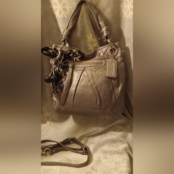 Coach Parker Medium Hippie Silver Leather Crossbody Shoulder Bag EUC - Picture 1 of 14